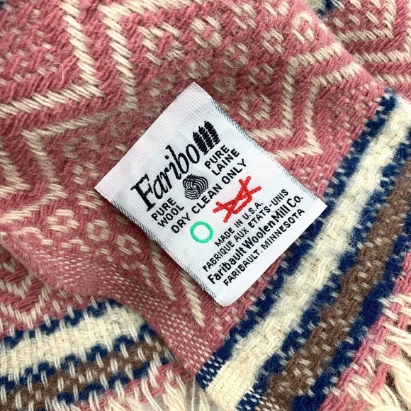 1960's FARIBO pure wool blanket shawl throw wrap - Picture 2 of 9